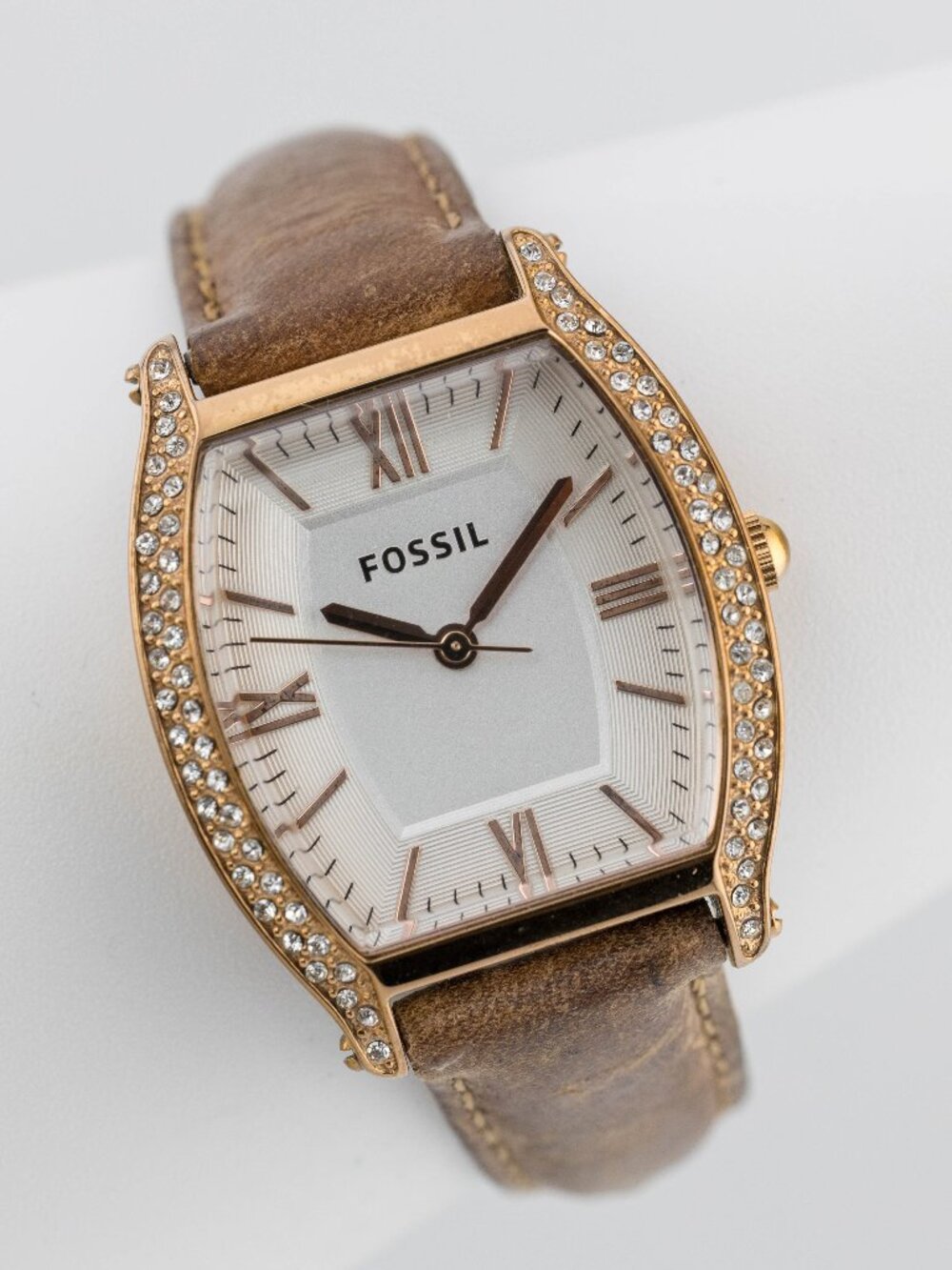 Fossil Wallace ES3108 Tonneau Crystal Quartz Analog Women's Watch New Battery
